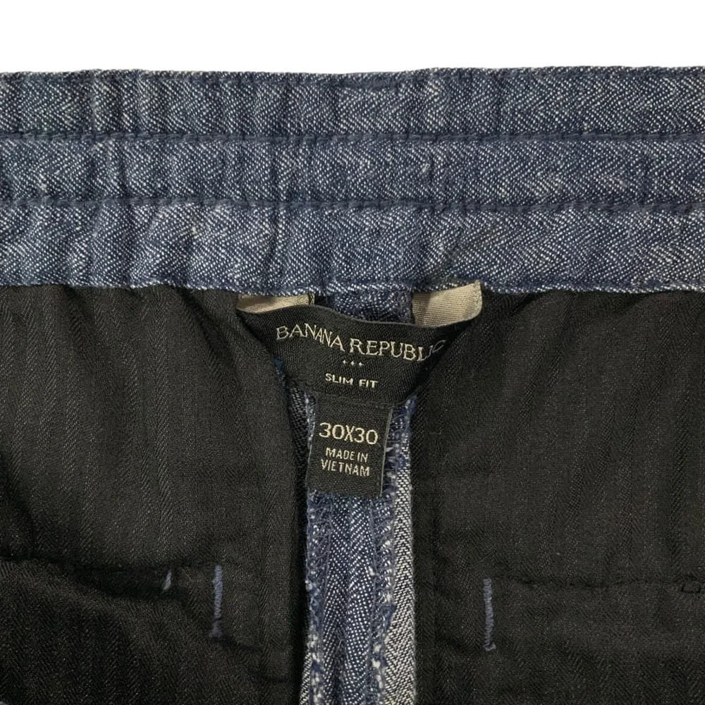 Banana Republic Slim Fit 30x30 Linen Blend Dress Pants Casual Chinos Blue